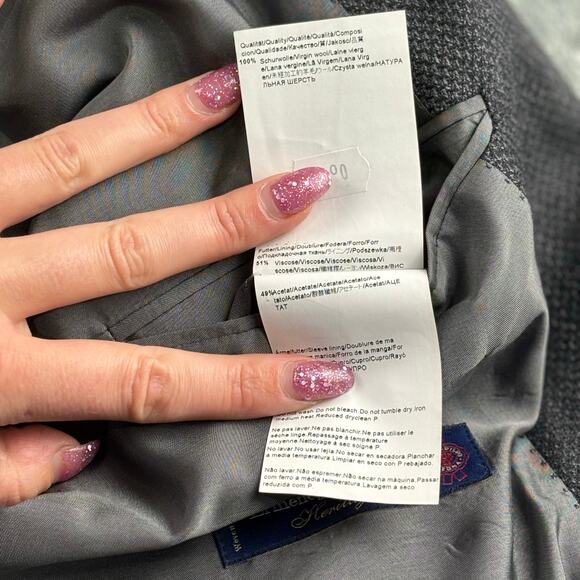 Hugo Boss Blazer Men’s 44L 100% Virgin Wool Ermenegildo Zegna Cloth Herringbone - Picture 9 of 16